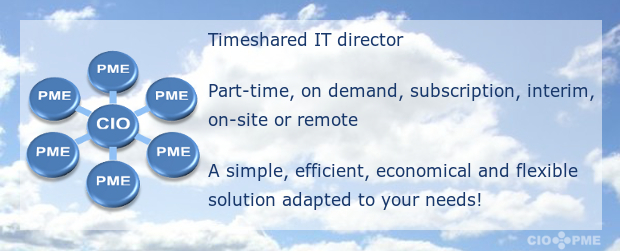 Timeshared IT director :Part-time, on demand, subscription, interim, on-site or remote. A simple, efficient, economical and flexible solution adapted to your needs!